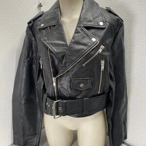 Deadwood Women’s Recycled Leather Biker Jacket